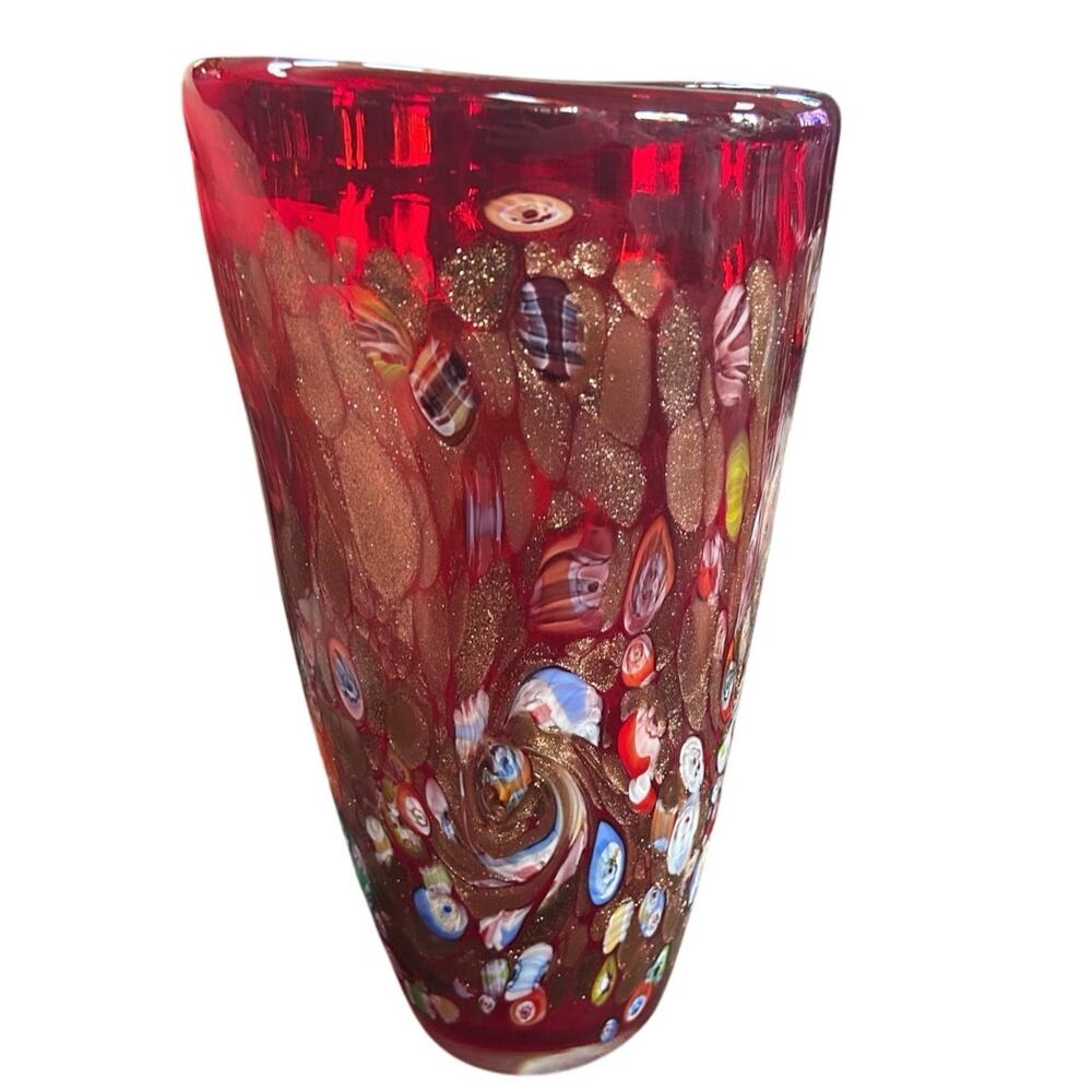 Superb MCM Giulio Radi A.V.E.M Millefiori Red Glass Vase c1950s